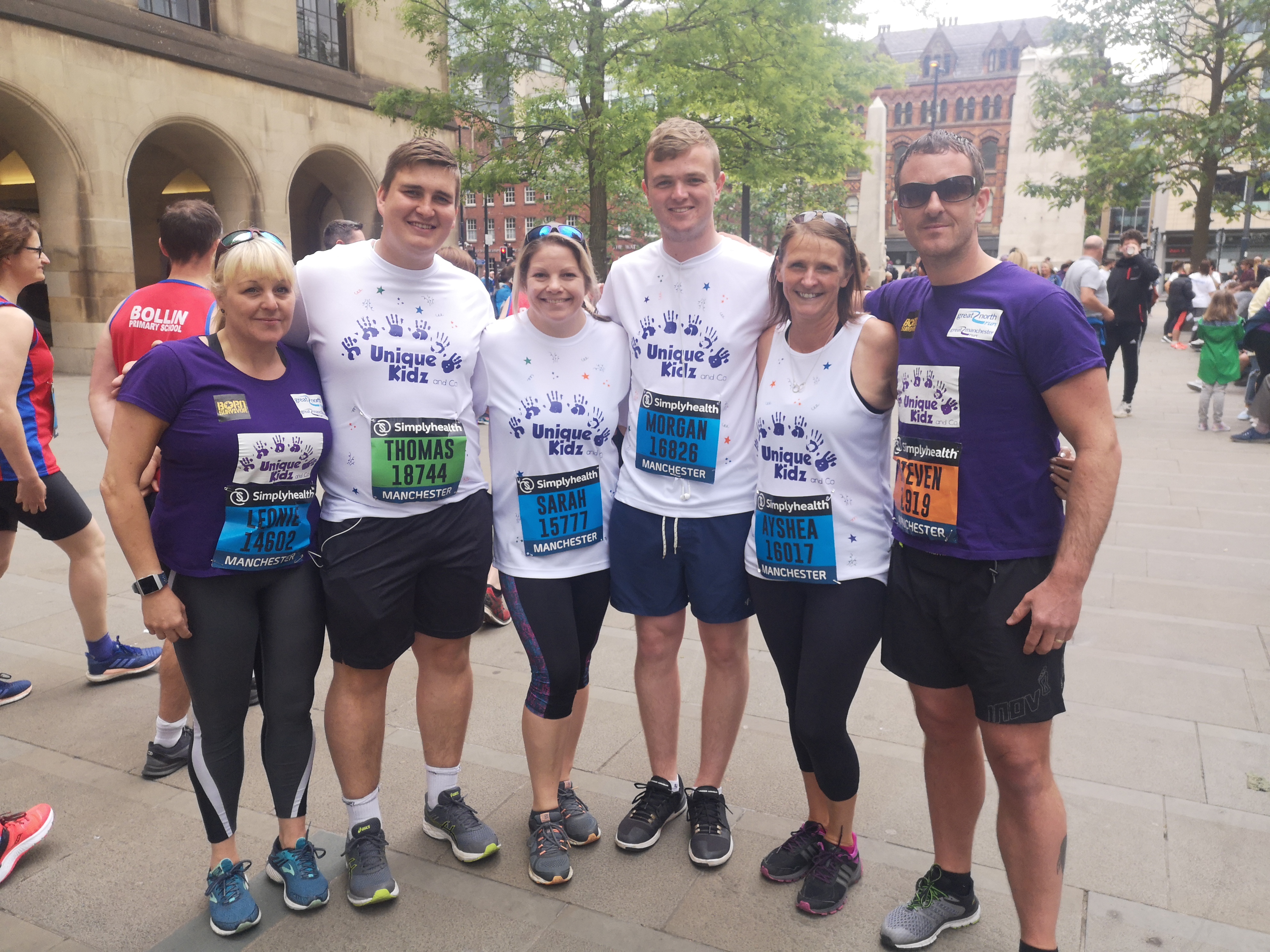 Group of Team Unique runners before starting the Great Manchester 10km Run